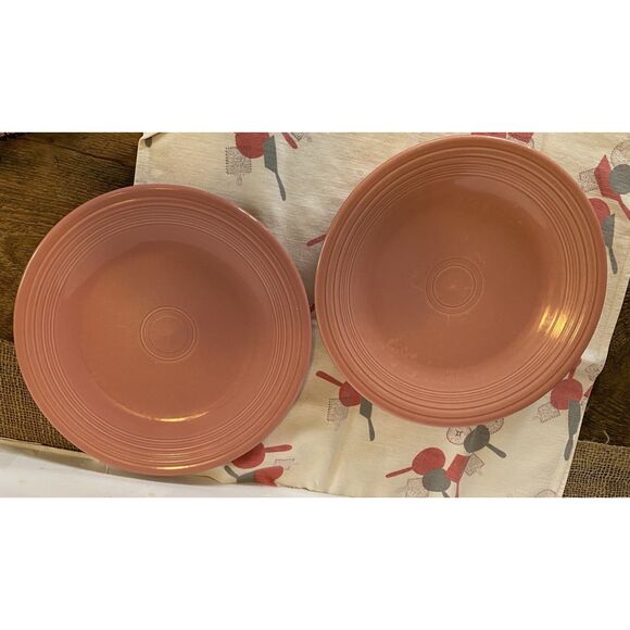 Fiestaware 2 Retired Rose 10 ½” Inch Classic Rim Dinner Plates - Picture 1 of 9